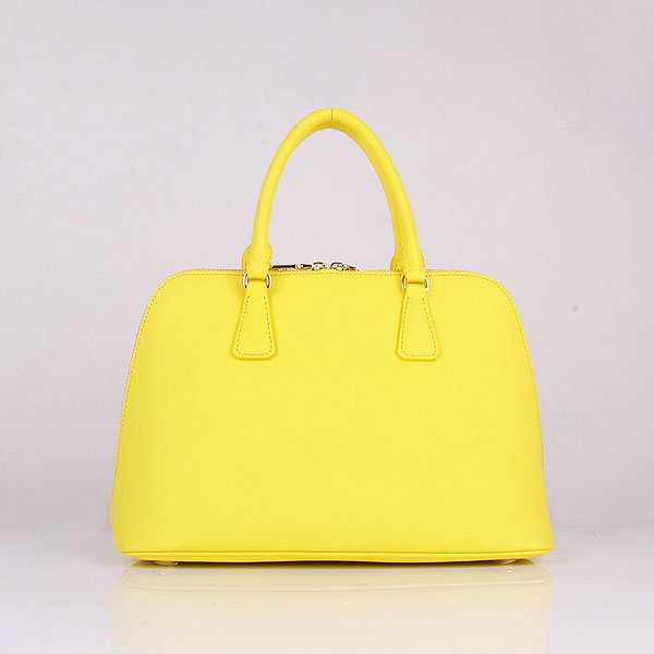 2014 Prada Saffiano Calf Leather Two Handle Bag BL0837 yellow